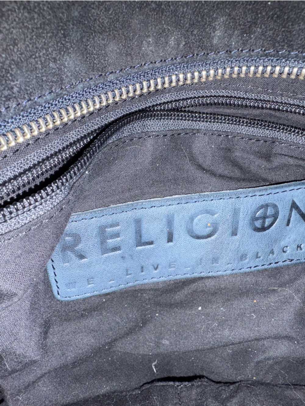 Religion Blue Tie-Dye Suede Shoulder Bag - Picture 3 of 4